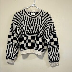 MOTHER Black and White Patterned Sweater